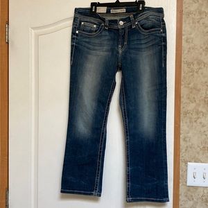 Buckle denim cropped jeans